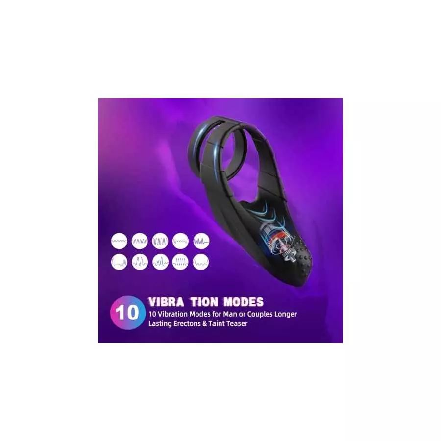 MMQ Vibrating Penis Ring with Taint Teaser, Dildo Vibrator Stretchy Cock Ring Testis Stimulator, Male Couple Vibrator Cock Ring