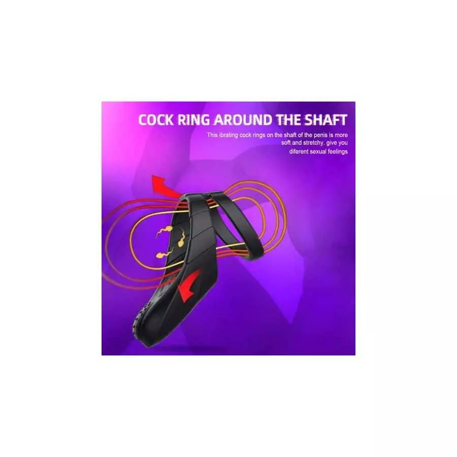 MMQ Vibrating Penis Ring with Taint Teaser, Dildo Vibrator Stretchy Cock Ring Testis Stimulator, Male Couple Vibrator Cock Ring