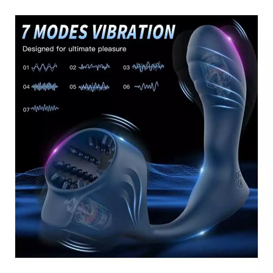 Anal Toy Prostate Massager Vibrator with Penis Ring, 7 Vibration Modes and Heating, Silicone Butt Plug Remote Control,Waterproof