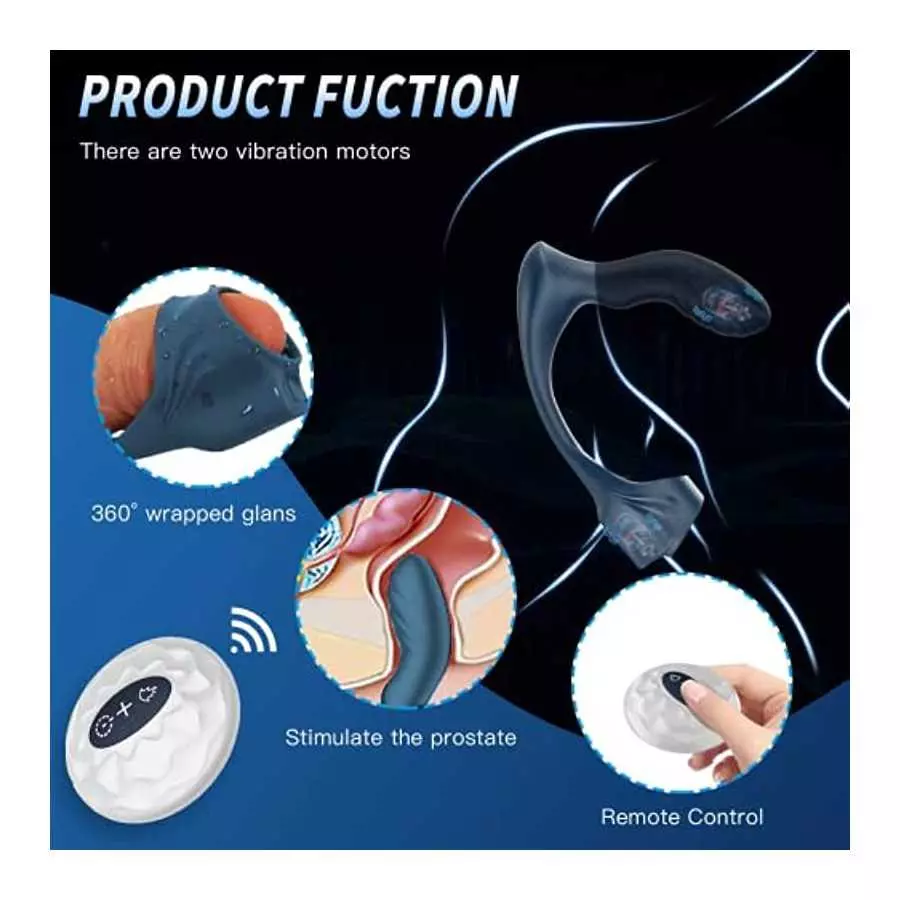 Anal Toy Prostate Massager Vibrator with Penis Ring, 7 Vibration Modes and Heating, Silicone Butt Plug Remote Control,Waterproof