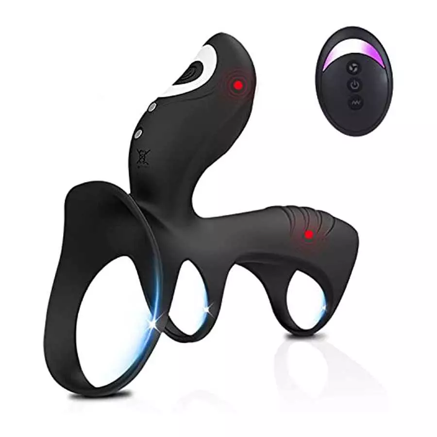 UTIMI Vibrating Cock Rings Silicone Dual-Motor Penis Ring with Remote Control Longer Harder Stronger Erection Enhancing Sex Toys
