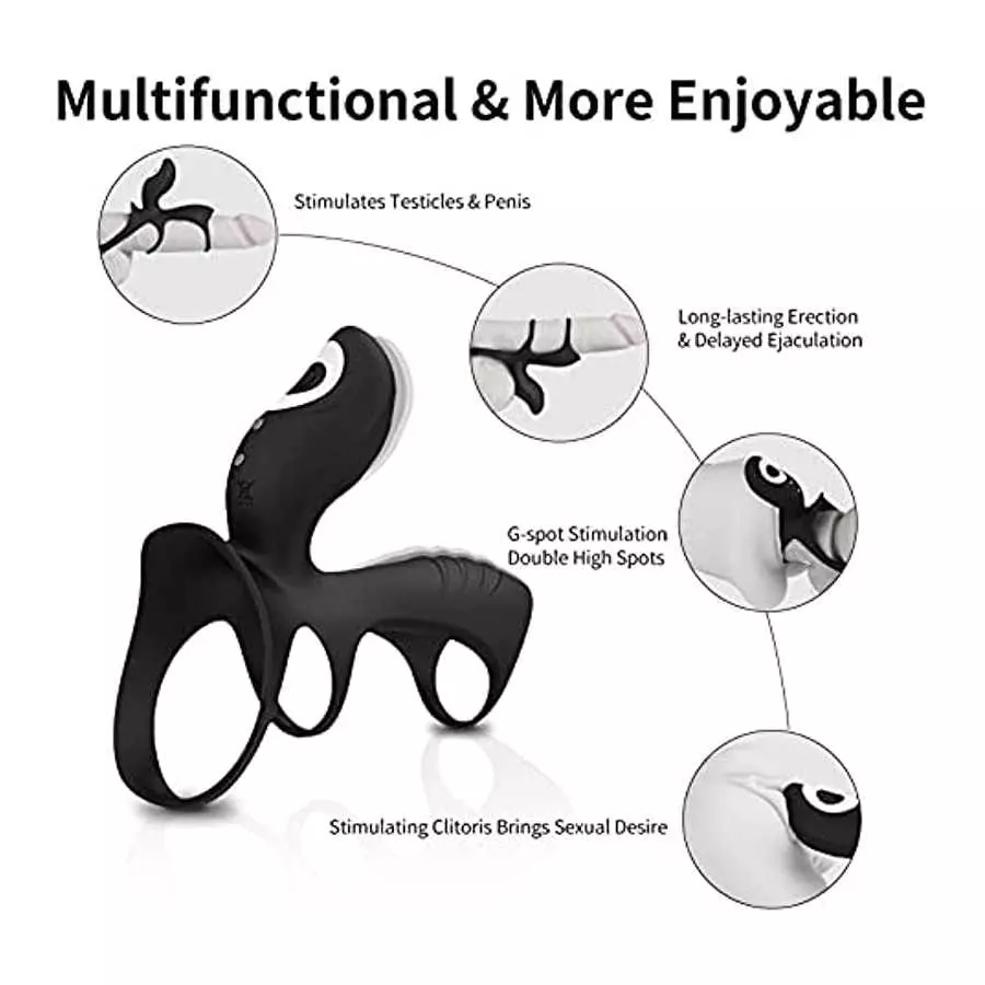 UTIMI Vibrating Cock Rings Silicone Dual-Motor Penis Ring with Remote Control Longer Harder Stronger Erection Enhancing Sex Toys