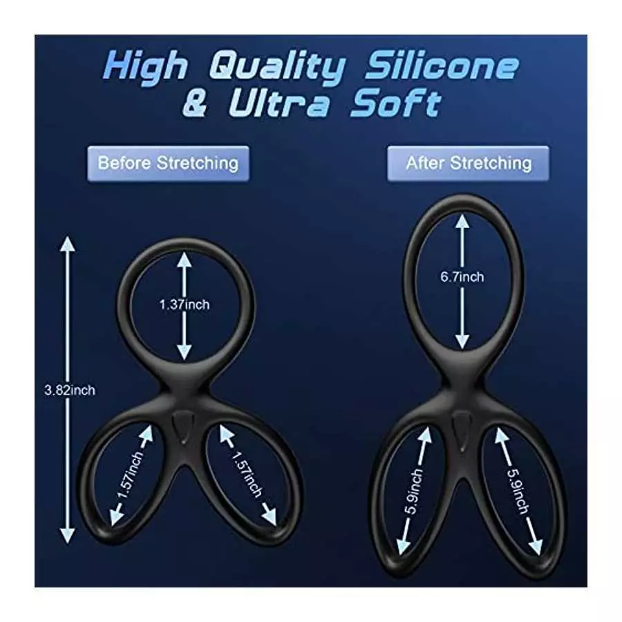 Silicone Cock Ring, Bukinler 3 in 1 Ultra Soft Stretchy Penis Rings for Erection Enhancing, Cock Ring Adult Sensory Toys Sex Toy