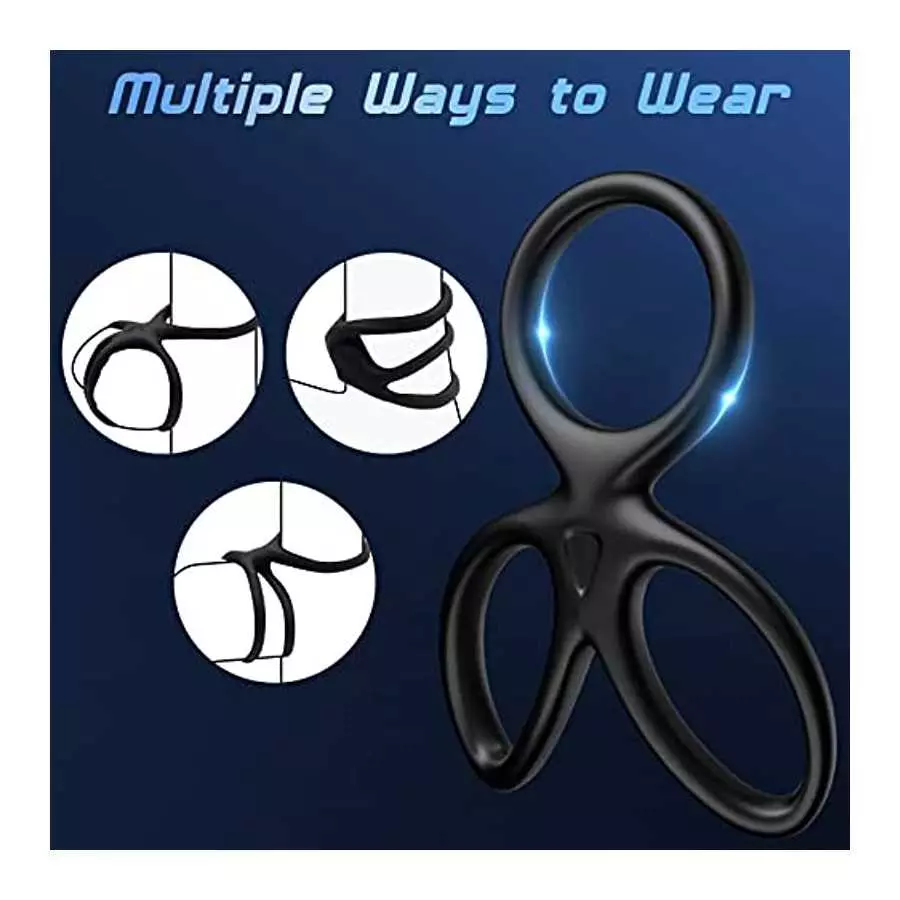 Silicone Cock Ring, Bukinler 3 in 1 Ultra Soft Stretchy Penis Rings for Erection Enhancing, Cock Ring Adult Sensory Toys Sex Toy