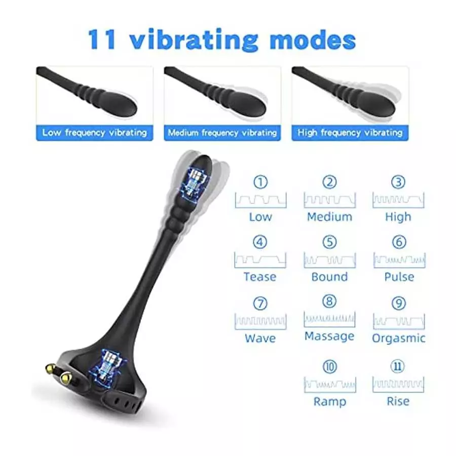 Vibrating Taint Teaser Cock Ring with Bullet, 3 in 1 Taint Buzzing Cock Ring,10 Frequencies, Adjustable Penis Ring & Anal Vibrat