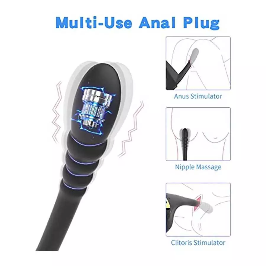 Vibrating Taint Teaser Cock Ring with Bullet, 3 in 1 Taint Buzzing Cock Ring,10 Frequencies, Adjustable Penis Ring & Anal Vibrat