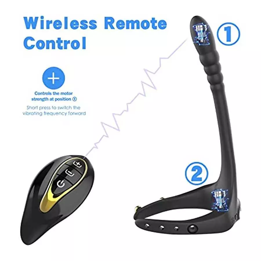 Vibrating Taint Teaser Cock Ring with Bullet, 3 in 1 Taint Buzzing Cock Ring,10 Frequencies, Adjustable Penis Ring & Anal Vibrat