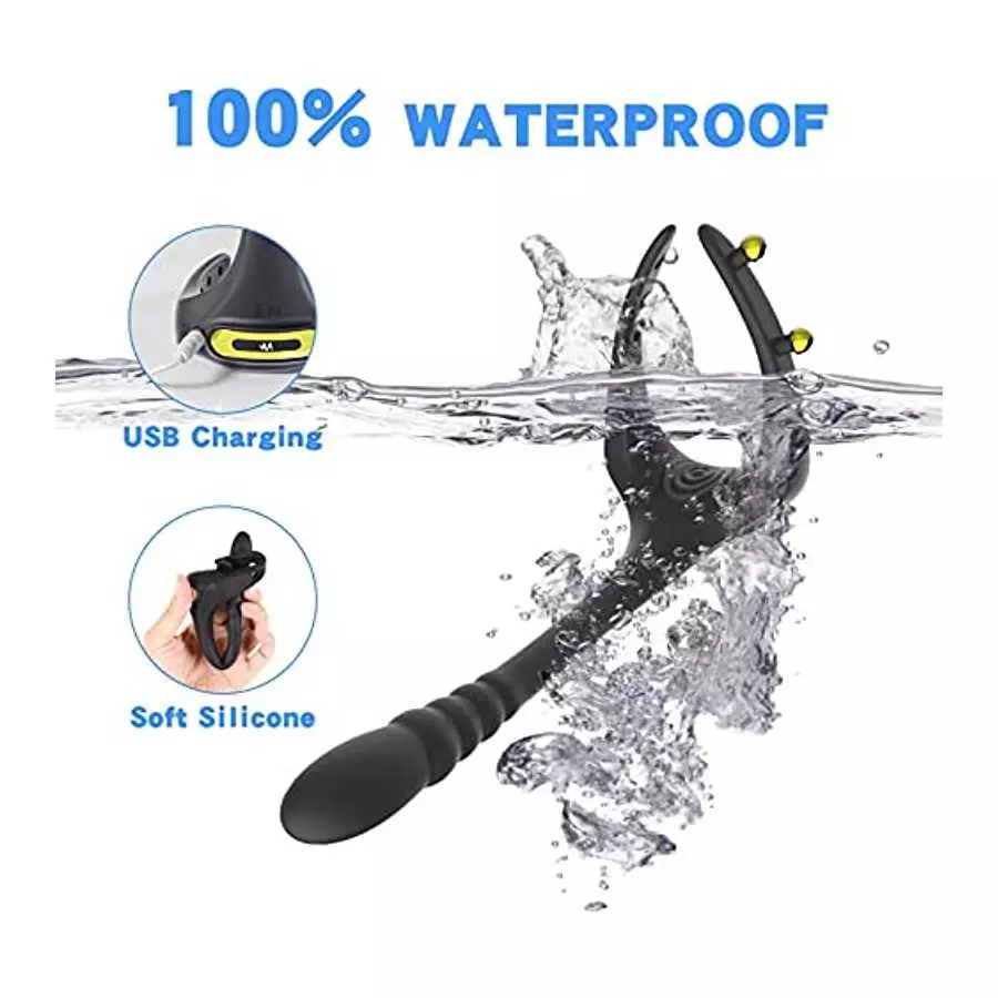 Vibrating Taint Teaser Cock Ring with Bullet, 3 in 1 Taint Buzzing Cock Ring,10 Frequencies, Adjustable Penis Ring & Anal Vibrat