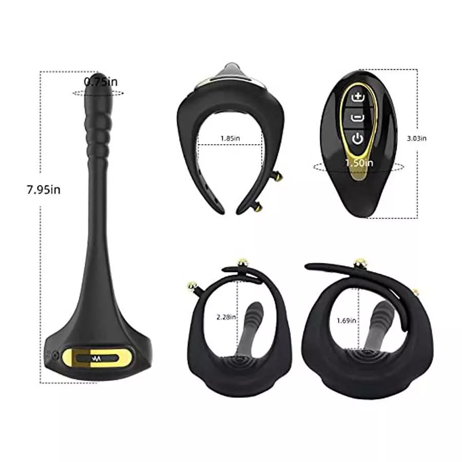 Vibrating Taint Teaser Cock Ring with Bullet, 3 in 1 Taint Buzzing Cock Ring,10 Frequencies, Adjustable Penis Ring & Anal Vibrat