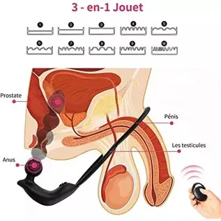 Prostate Massager, Anal Vibrator with Penis Ring and Ball Ring, 10 Speed 2 in 1 Remote Control Sex Toy, Waterproof G Spot Vibrat