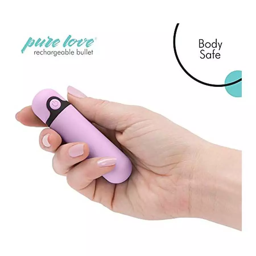 Pure Love 3.5 Inch Rechargeable Bullet Vibrator Purple, Waterproof, 10 Functions, Adult Sex Toy