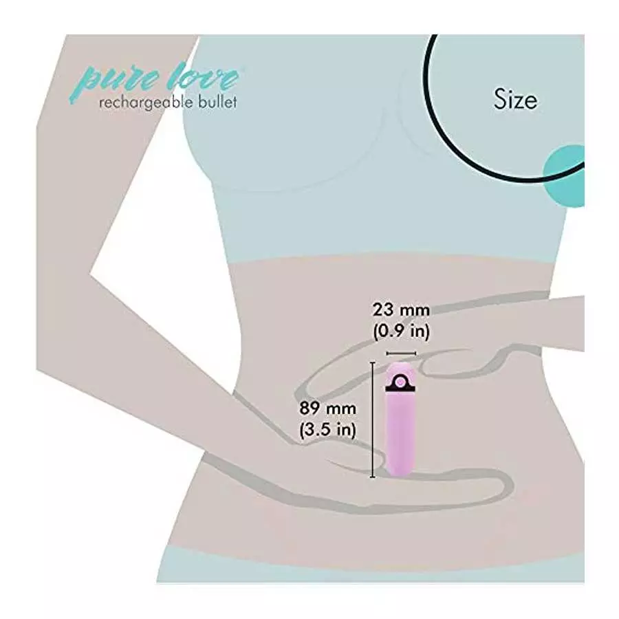 Pure Love 3.5 Inch Rechargeable Bullet Vibrator Purple, Waterproof, 10 Functions, Adult Sex Toy