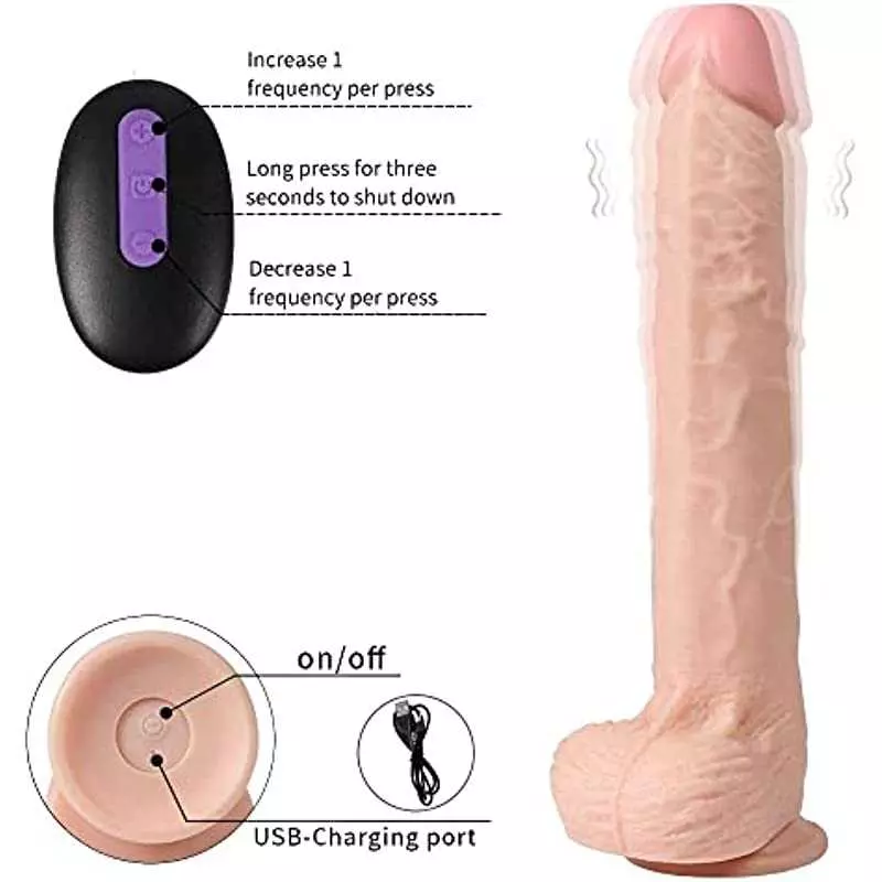 11.6 Inch Huge USB Rechargable Vibrator Realistic Dildo Vibrator with Wireless Controller 20 Modes Large Dildo Vibrating Machine
