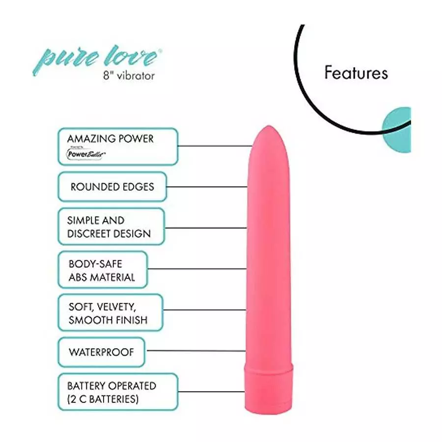 Pure Love 7 Inch Vibrator, Pink Color, Waterproof with Speed Dial Control, Adult Sex Toy, Classic Sex Toy,