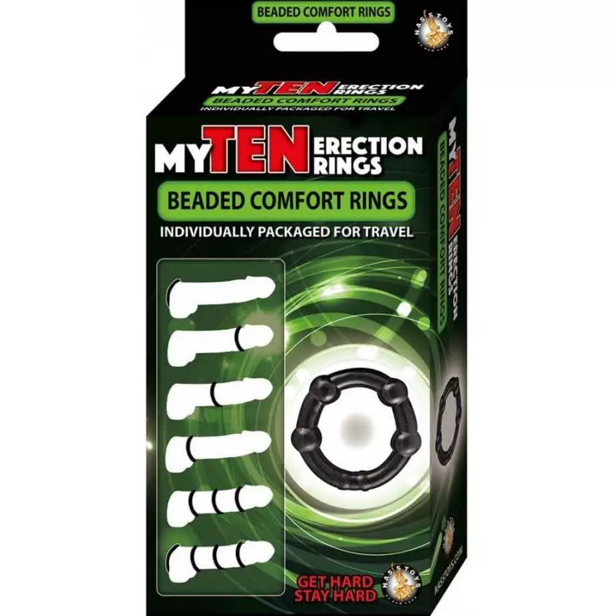 Nasstoys My Ten Erection Rings Tight Firm Rings, Black, 2.00 Ounce