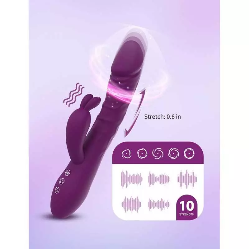 Thrusting Rabbit Vibrator for Women, TYFURENA G Spot Rotating Dildo Vibrator with 6 Thrust Action 10 Vibration, Heating Stimulat