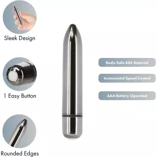 Pure Love 3.7 Inch Vibrating Bullet Platinum Color, Waterproof with variable touch speed control, Adult Sex Toy, Metallic Grey V Pure Love 3.7 Inch Vibrating Bullet Platinum Color, Waterproof with variable touch speed control, Adult Sex Toy, Metallic Grey V