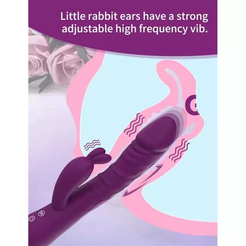 Thrusting Rabbit Vibrator for Women, TYFURENA G Spot Rotating Dildo Vibrator with 6 Thrust Action 10 Vibration, Heating Stimulat