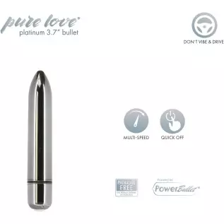 Pure Love 3.7 Inch Vibrating Bullet Platinum Color, Waterproof with variable touch speed control, Adult Sex Toy, Metallic Grey V Pure Love 3.7 Inch Vibrating Bullet Platinum Color, Waterproof with variable touch speed control, Adult Sex Toy, Metallic Grey V