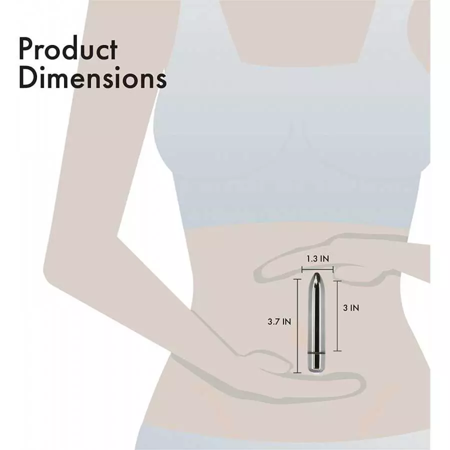 Pure Love 3.7 Inch Vibrating Bullet Platinum Color, Waterproof with variable touch speed control, Adult Sex Toy, Metallic Grey V