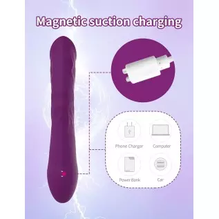 Thrusting Rabbit Vibrator for Women, TYFURENA G Spot Rotating Dildo Vibrator with 6 Thrust Action 10 Vibration, Heating Stimulat