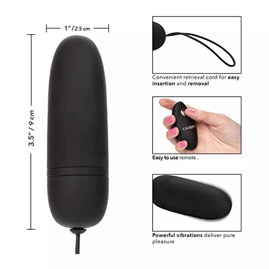 CalExotics Silicone Remote Bullet Vibrator - Waterproof Sex Toys for Couples - 12 Vibe Function - Adult Vibe Egg Massager - Blac