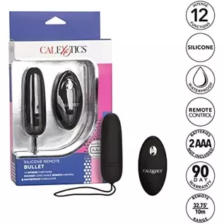 CalExotics Silicone Remote Bullet Vibrator - Waterproof Sex Toys for Couples - 12 Vibe Function - Adult Vibe Egg Massager - Blac