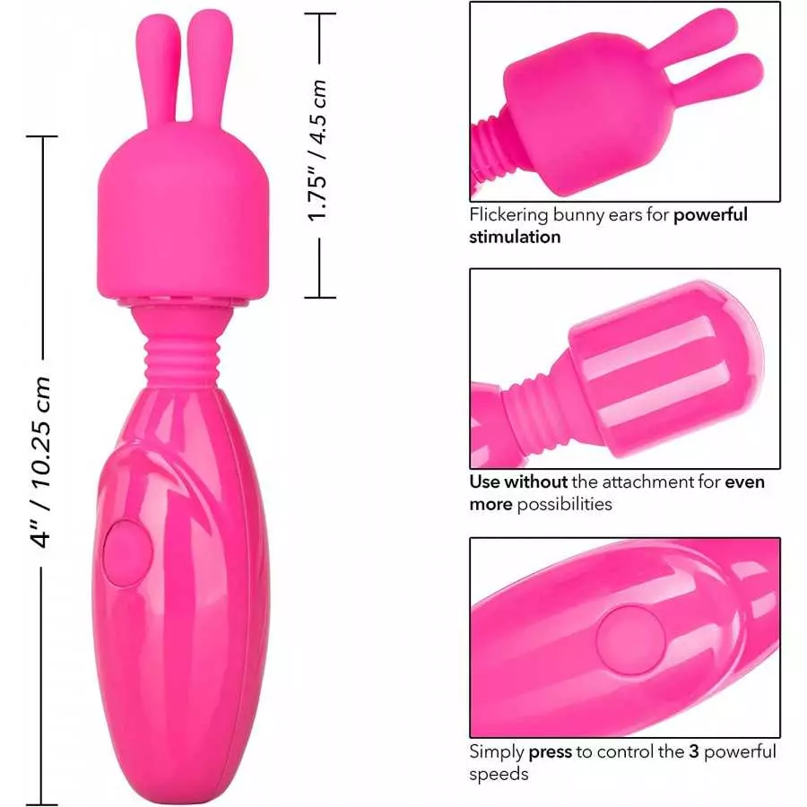 CalExotics Tiny Teasers Bunny - Waterproof Bullet Vibrator with Removable Rabbit Tip - Adult Pocket Vibrator Toys for Couples - 