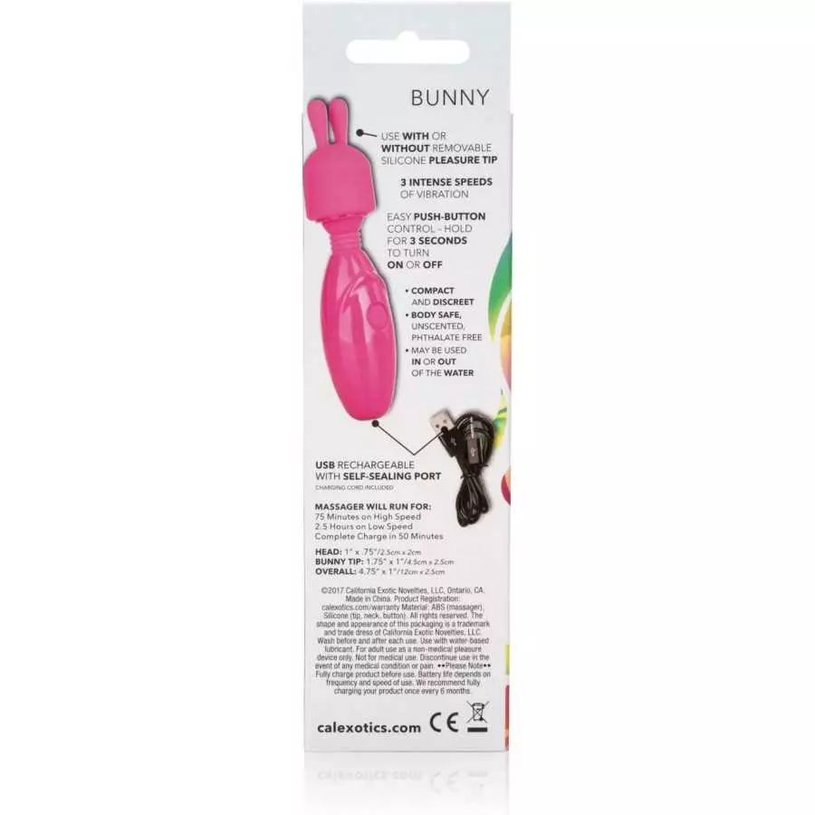 CalExotics Tiny Teasers Bunny - Waterproof Bullet Vibrator with Removable Rabbit Tip - Adult Pocket Vibrator Toys for Couples - 