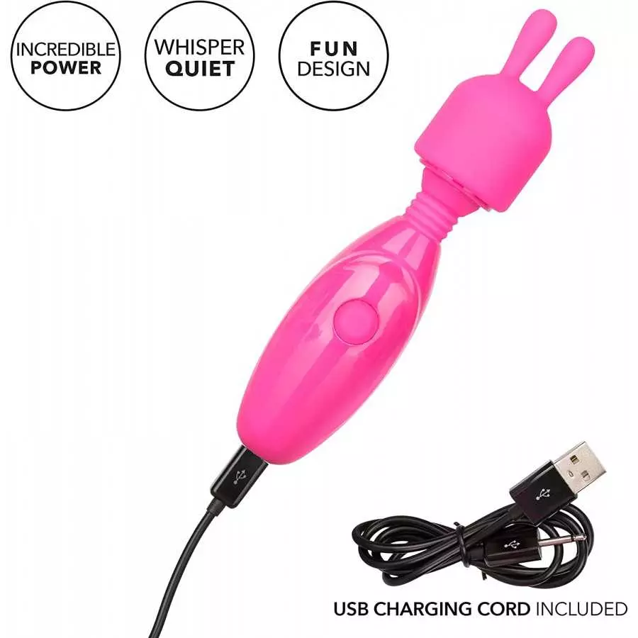 CalExotics Tiny Teasers Bunny - Waterproof Bullet Vibrator with Removable Rabbit Tip - Adult Pocket Vibrator Toys for Couples - 