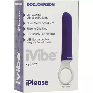 Doc Johnson iVibe Select - iPlease - Powerful 20 Function Vibrator with Silicone Grip Ring - Quiet Motor, Small Size, Waterproof