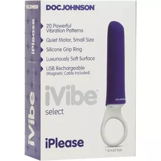 Doc Johnson iVibe Select - iPlease - Powerful 20 Function Vibrator with Silicone Grip Ring - Quiet Motor, Small Size, Waterproof