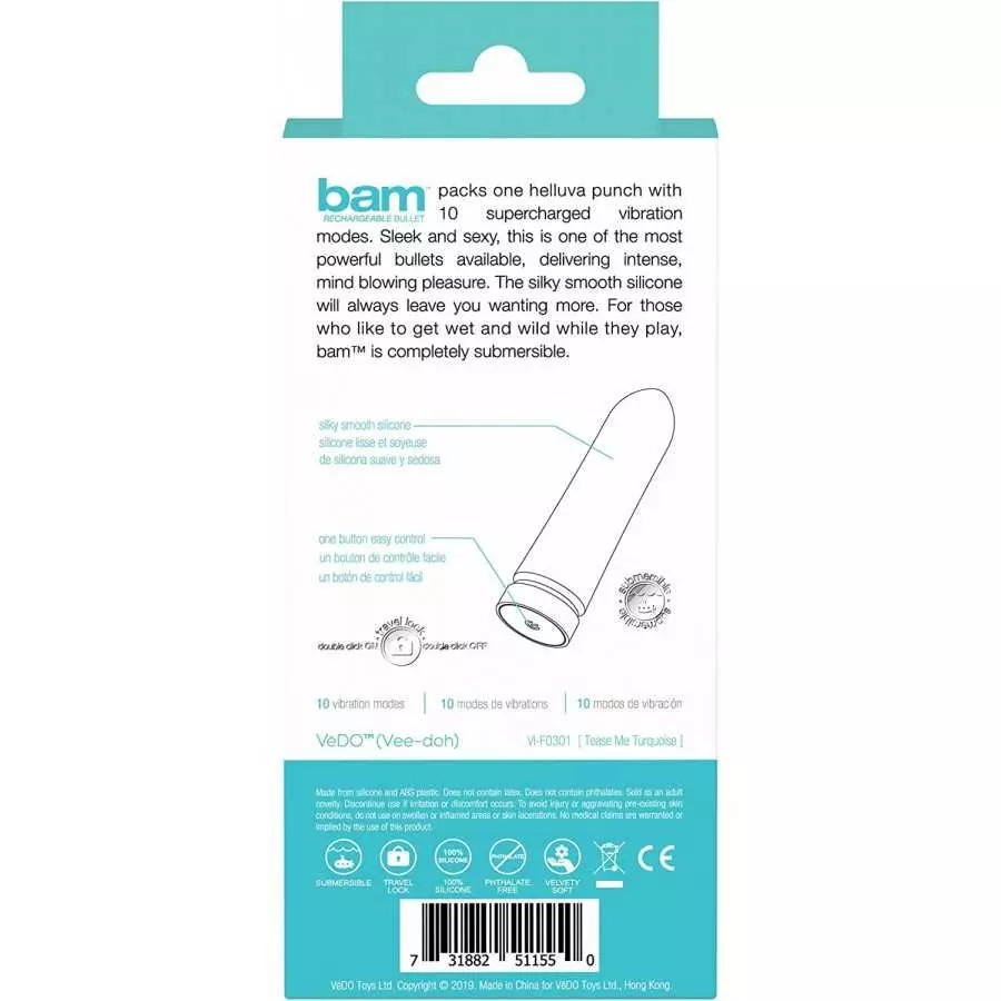VeDO BAM Rechargeable Bullet Vibe, Into You Indigo