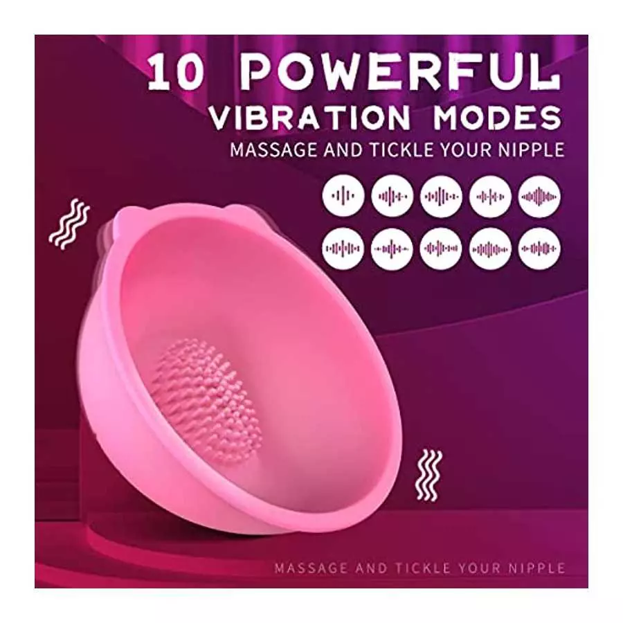 Nipple Toy Vibrator, Vibrating Nipple Clamps Sucking Stimulator Massager with 10 Powerful Vibration，Rechargeable Adult Sex Toys