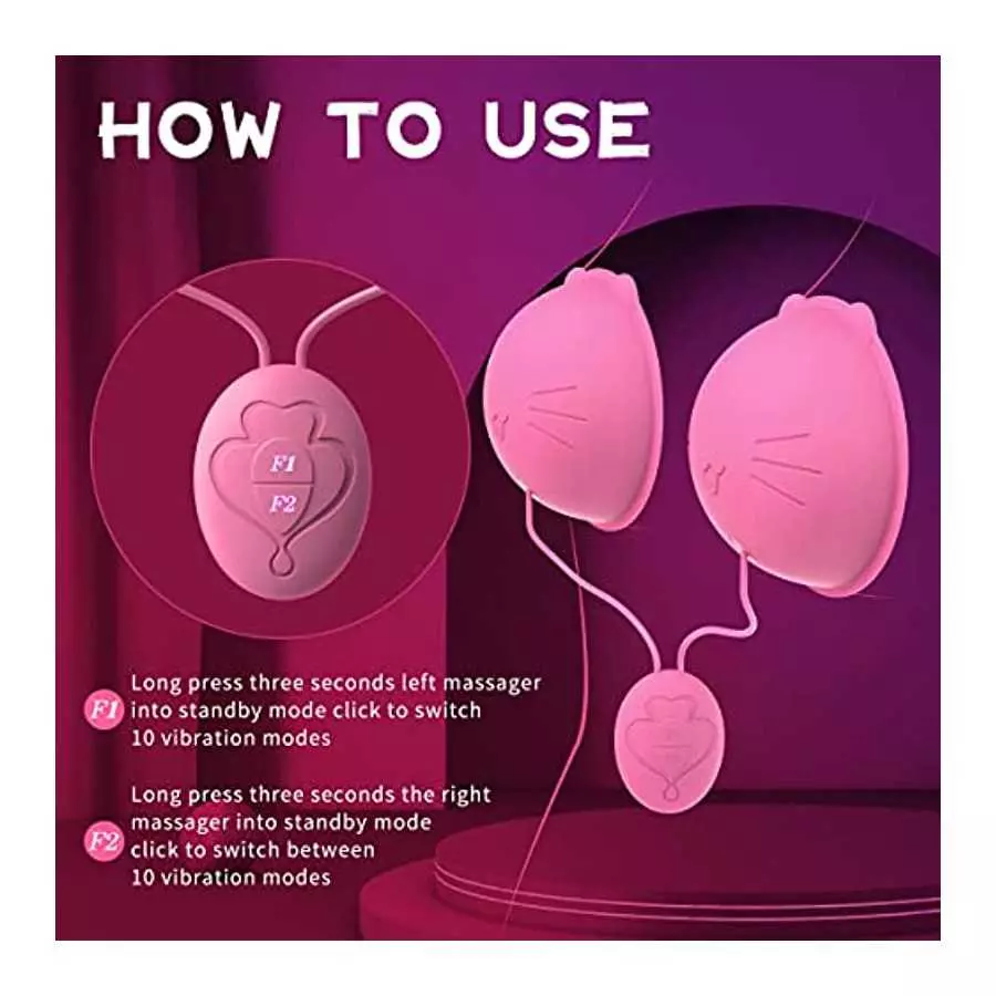 Nipple Toy Vibrator, Vibrating Nipple Clamps Sucking Stimulator Massager with 10 Powerful Vibration，Rechargeable Adult Sex Toys