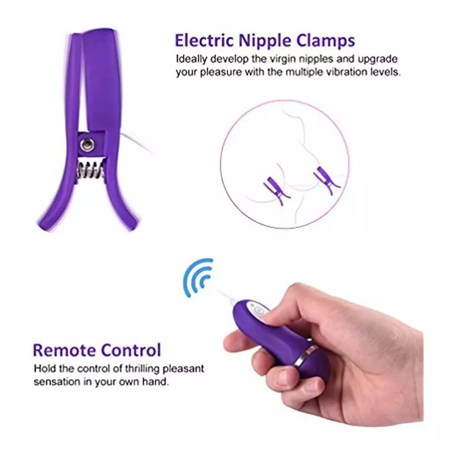 Utimi 10-Mode Nipple Clip Vibrating Breast Clamps Electric Nipple Stimulator with Remote Control