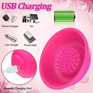 GSPROT Nipple Massager, Wireless Vibrating Nipple Suckers with 12 Modes to Stimulation Breast Toys with 2 Suction Cups Vibrator