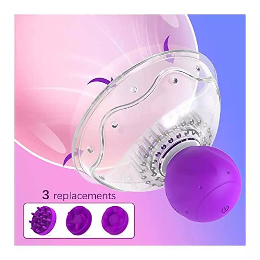 Wireless Nipple Massager,5.5" Diameter Bigger Version Vibrating Nipple Suckers with 360° Rotational Stimulation,10 Vibration Mod