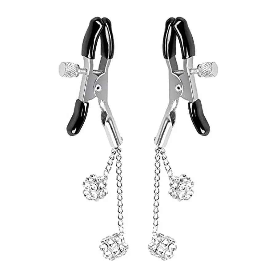 Sex Nipple Clip Clamps with Metal Chain, Bed Secret Body Non-Piercing Silver Breast Clips Jewelry, Adjustable BDSM Bondage Restr Sex Nipple Clip Clamps with Metal Chain, Bed Secret Body Non-Piercing Silver Breast Clips Jewelry, Adjustable BDSM Bondage Restr