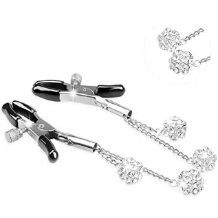 Sex Nipple Clip Clamps with Metal Chain, Bed Secret Body Non-Piercing Silver Breast Clips Jewelry, Adjustable BDSM Bondage Restr Sex Nipple Clip Clamps with Metal Chain, Bed Secret Body Non-Piercing Silver Breast Clips Jewelry, Adjustable BDSM Bondage Restr