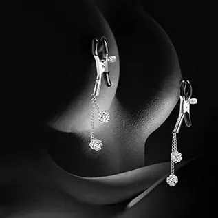 Sex Nipple Clip Clamps with Metal Chain, Bed Secret Body Non-Piercing Silver Breast Clips Jewelry, Adjustable BDSM Bondage Restr Sex Nipple Clip Clamps with Metal Chain, Bed Secret Body Non-Piercing Silver Breast Clips Jewelry, Adjustable BDSM Bondage Restr