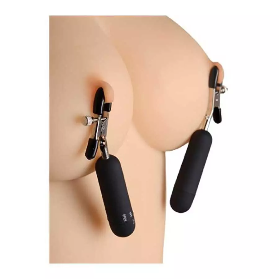 Master Series Dark Passion Vibrating Nipple Clamps