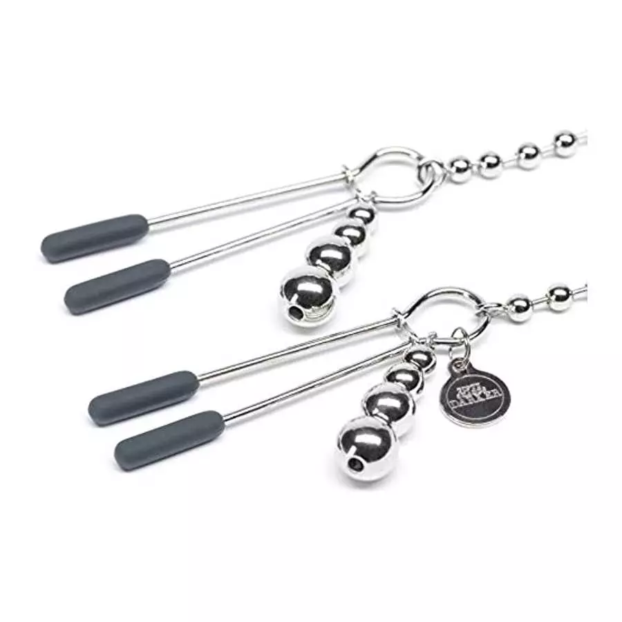 Fifty Shades of Grey at My Mercy Nipple Clamps - 27g Weighted Nipples Clamps with Chain - Silicone Covered Tips for Nipple Stimu