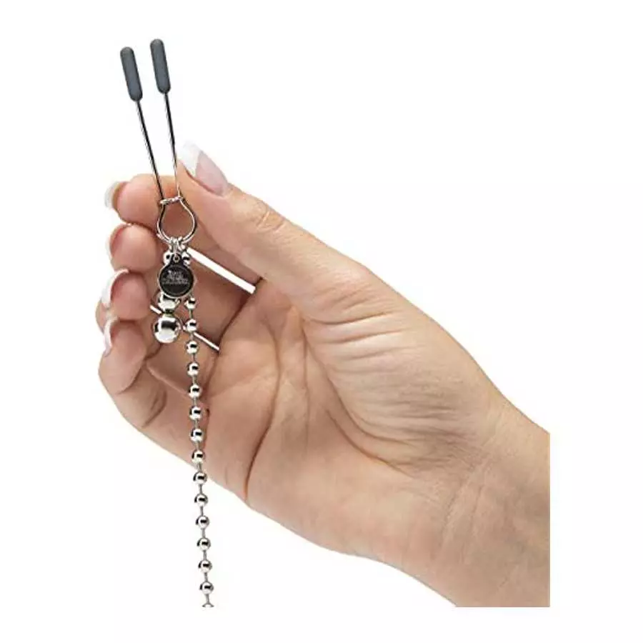 Fifty Shades of Grey at My Mercy Nipple Clamps - 27g Weighted Nipples Clamps with Chain - Silicone Covered Tips for Nipple Stimu