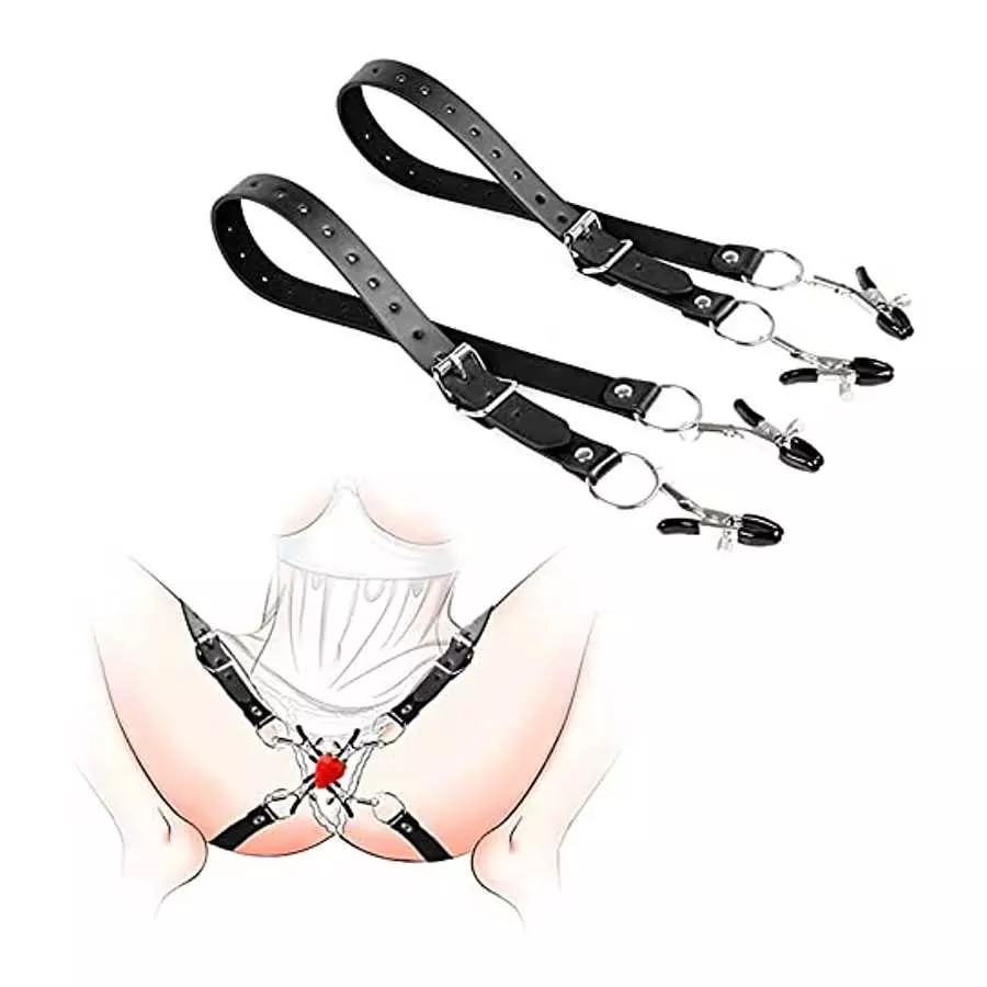 Nipple Clamps Silicone Clitoral Labia Spreader, SM Adult Sex Pleasure Clitoris Vagina Massager for Quick Orgasm Adjustable Women