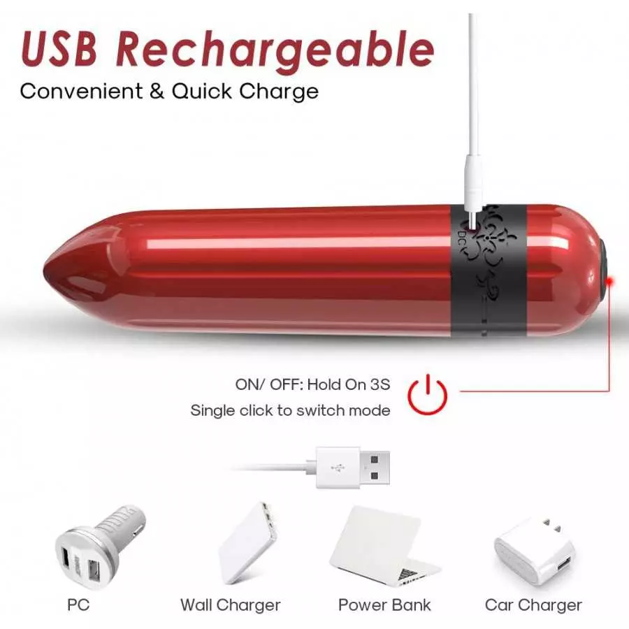 G-Spot Bullet Vibrator - Mini Dildo Nipple Clitoris Stimulator， USB Rechargeable Portable for Travel - 9 Modes USB Rechargeable 