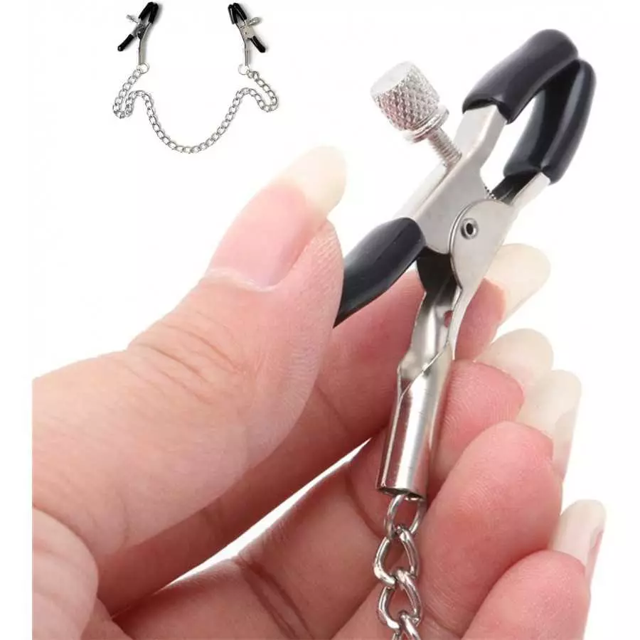 Nipple Clamps, Women Body Nipple Clamps with Chain, Nipple Clamps Adjustable Metal, Non-Piercing Metal Nipple Clips for Women Gi