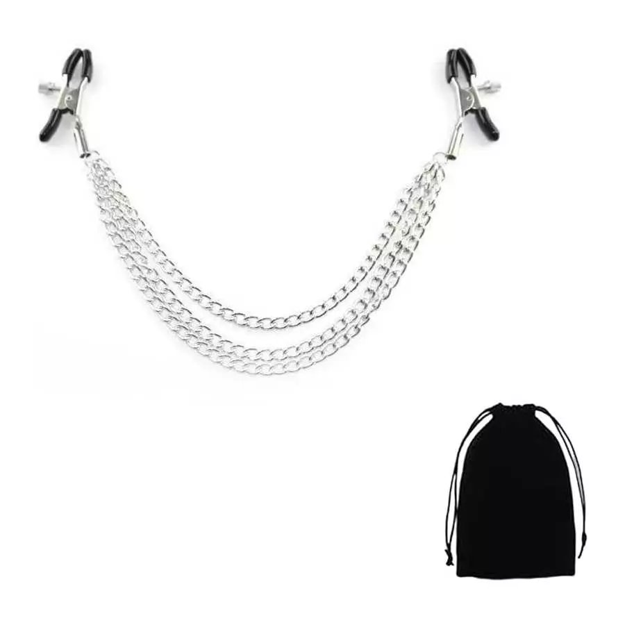GOVVI Nipple Clamps Sex Pleasure Women,Nipple Clip with Chain Nipple Clamps, Non Piercing Adjustable Clips,Clip On Nipple Rings