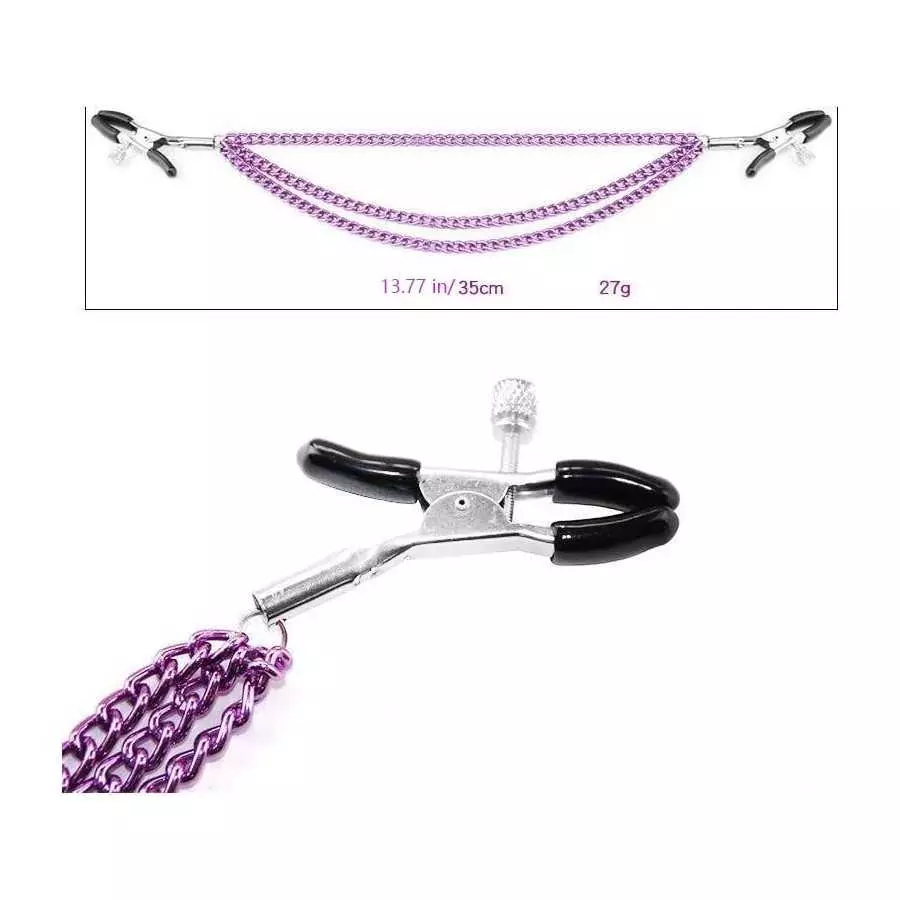 GOVVI Nipple Clamps Sex Pleasure Women,Nipple Clip with Chain Nipple Clamps, Non Piercing Adjustable Clips,Clip On Nipple Rings