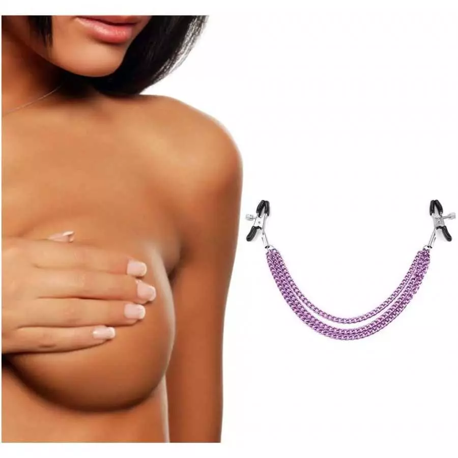 GOVVI Nipple Clamps Sex Pleasure Women,Nipple Clip with Chain Nipple Clamps, Non Piercing Adjustable Clips,Clip On Nipple Rings